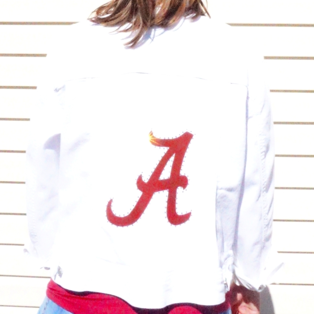 Alabama Crimson Tide White Denim Jacket